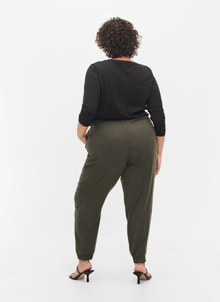 Trousers with pockets and elasticated trim, Dark Olive, Model image number 1
