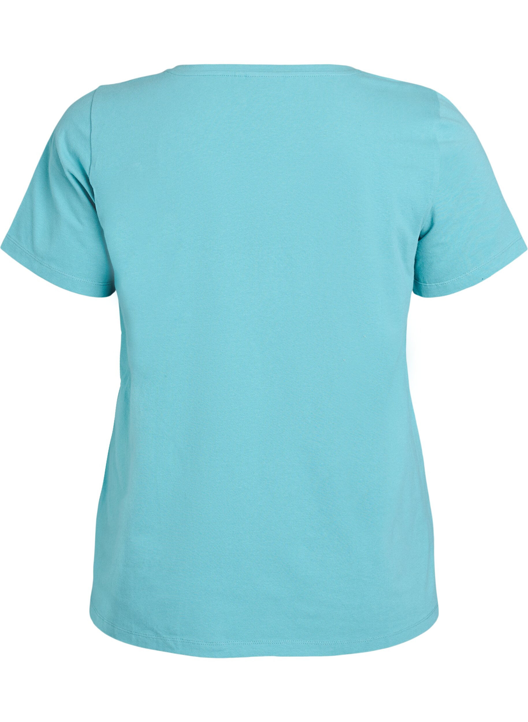 Zizzifashion Solid coloured basic t-shirt in cotton, Blue, Packshot image number 1