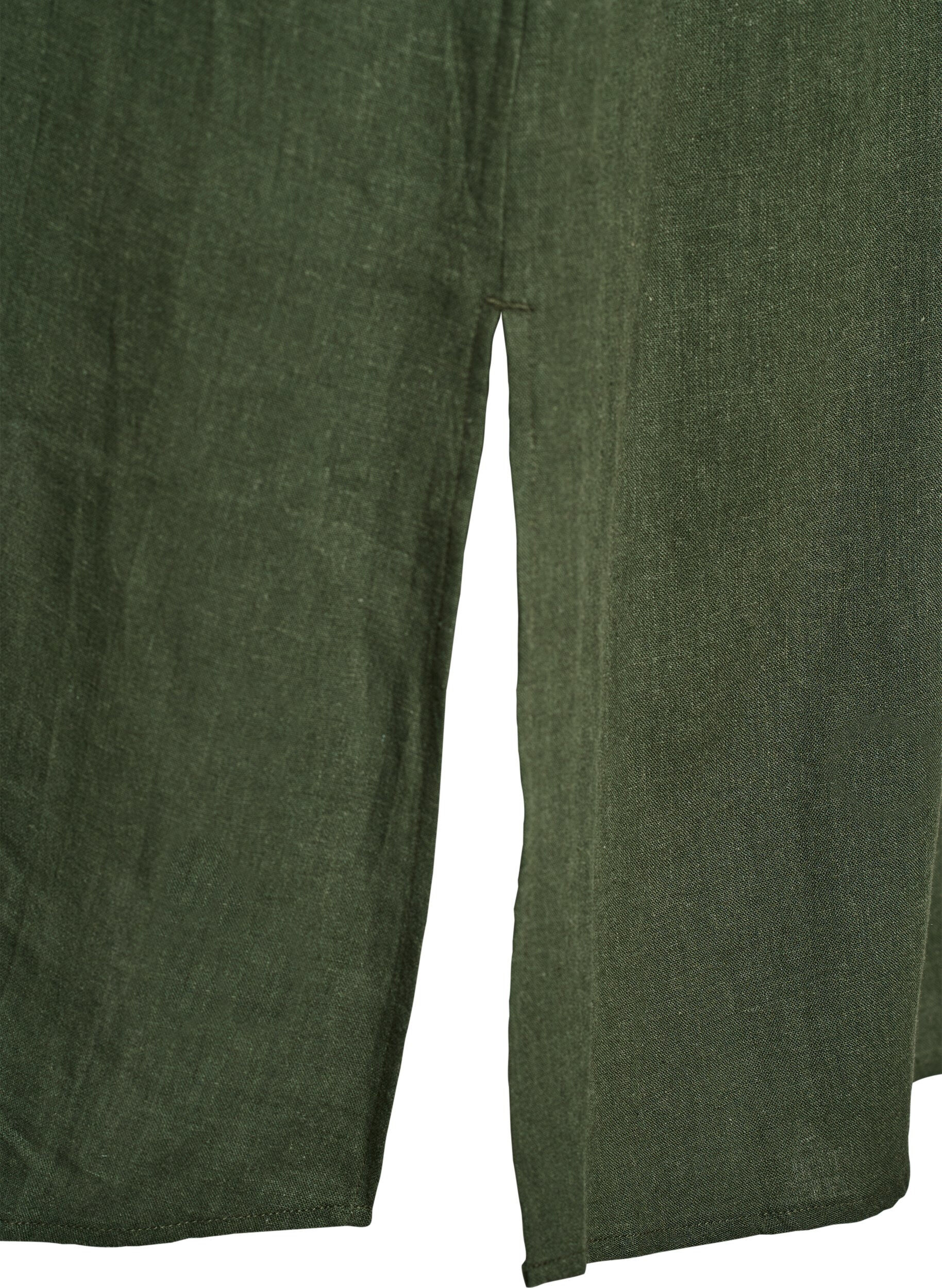 Zizzifashion Shirt dress in linen and viscose with short sleeves, Green, Packshot image number 3