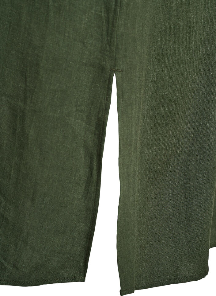 Shirt dress in linen and viscose with short sleeves, Green, Packshot image number 3