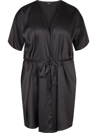 Short-sleeved dressing gown, Black, Packshot image number 0