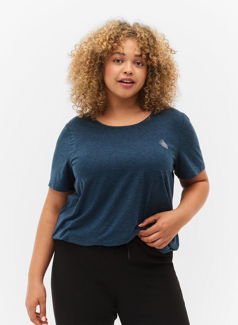 Melange training t-shirt with round neck, Night Sky Mel., Model image number 0