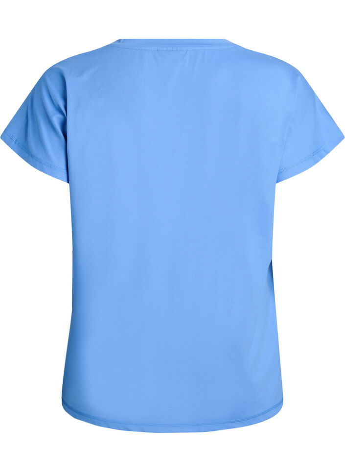 Loose training t-shirt with v-neck, Blue, Packshot image number 1