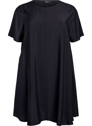 A-line viscose dress with short sleeves - Black - Sz. 40-64 - Zizzifashion A-line viscose dress with short sleeves - Black - Sz. 40-64 - Zizzifashion