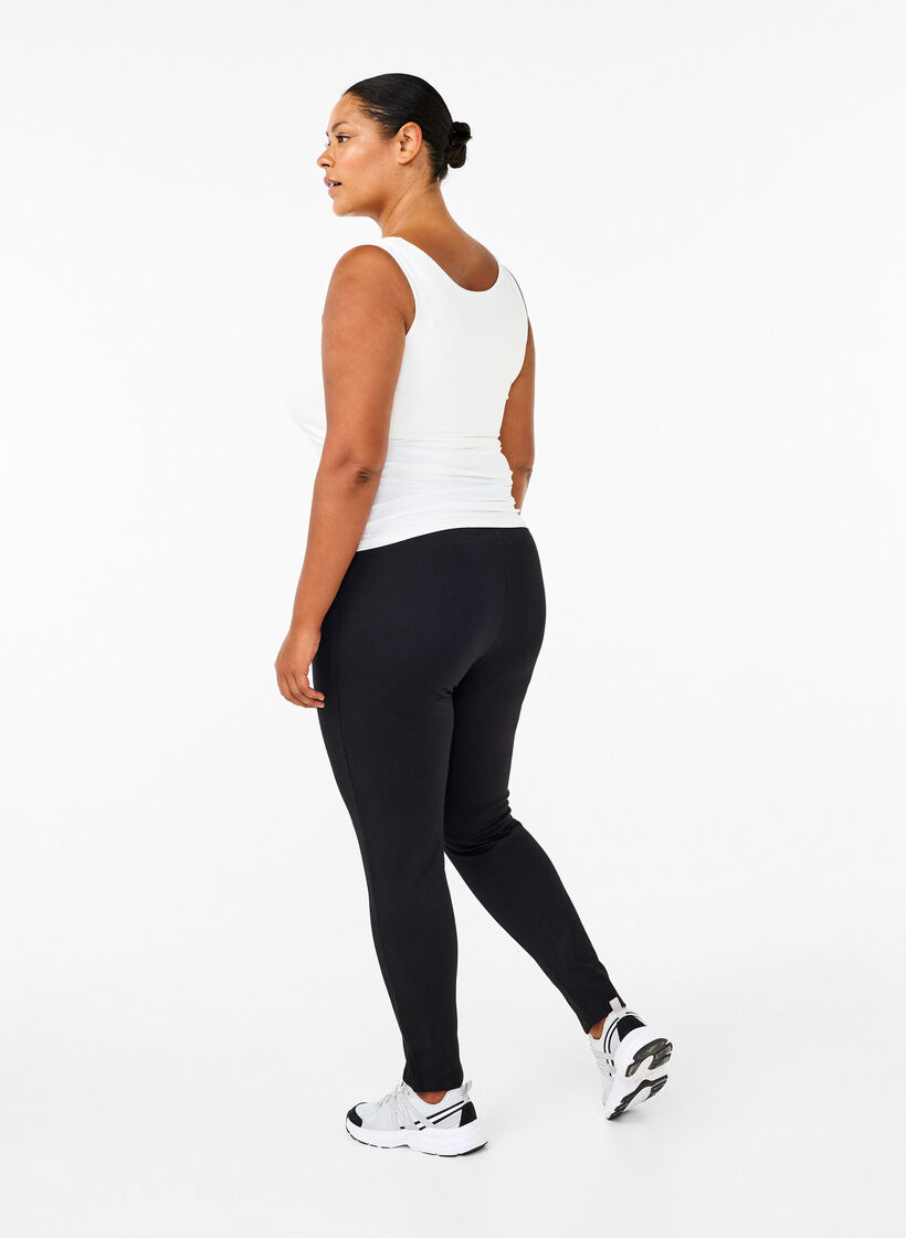 Viscose leggings with front slits, Black, Model image number 1