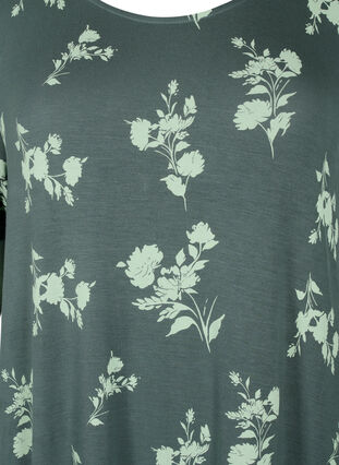 Short-sleeved viscose nightgown with print, Balsam Green AOP, Packshot image number 2