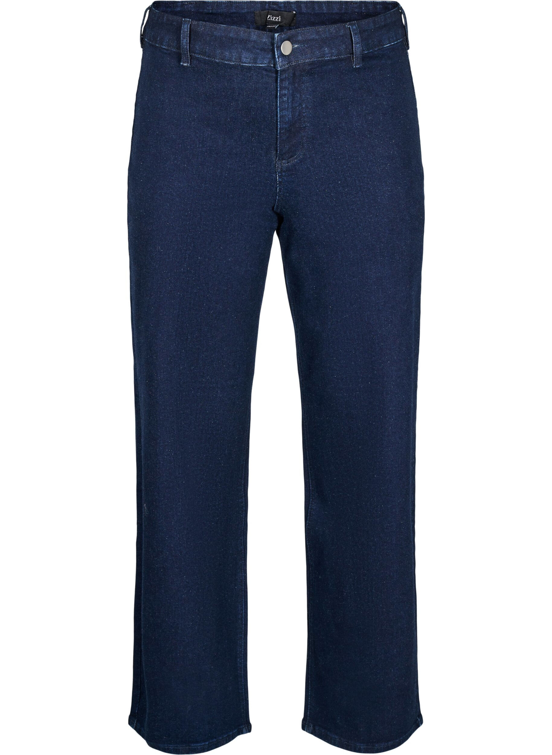 High-waisted jeans with wide legs