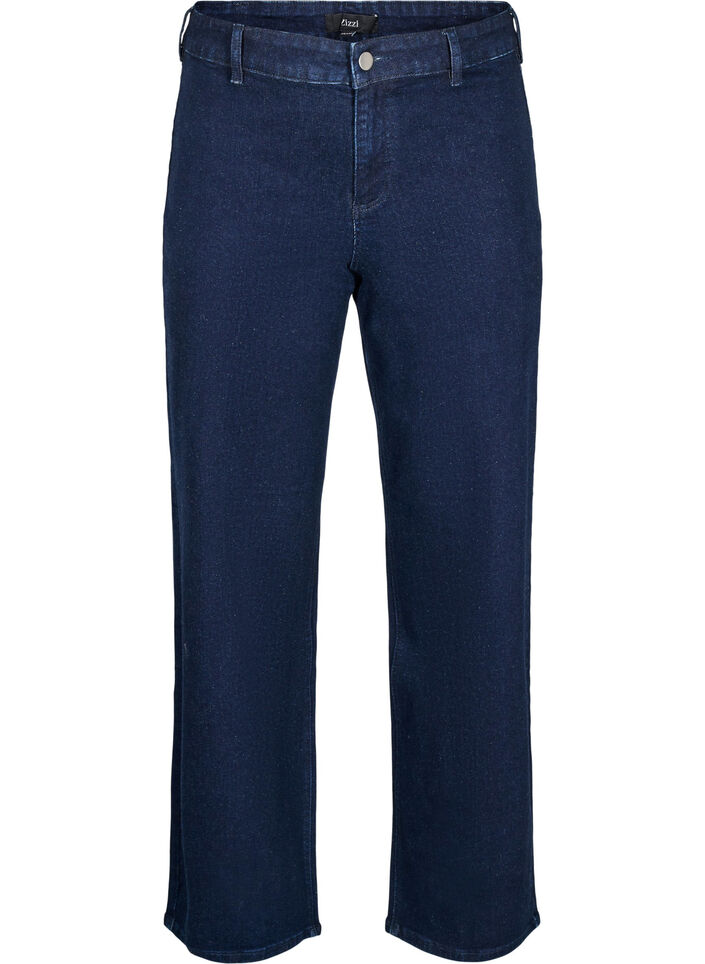High-waisted jeans with wide legs, Blue, Packshot image number 0