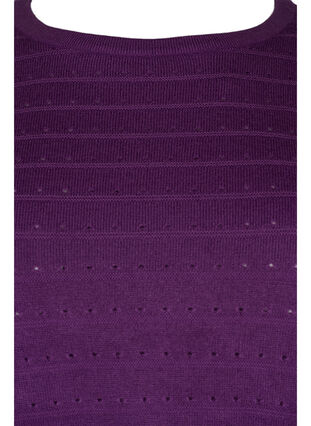 Textured knitted top with round neck, Amaranth Purple, Packshot image number 2