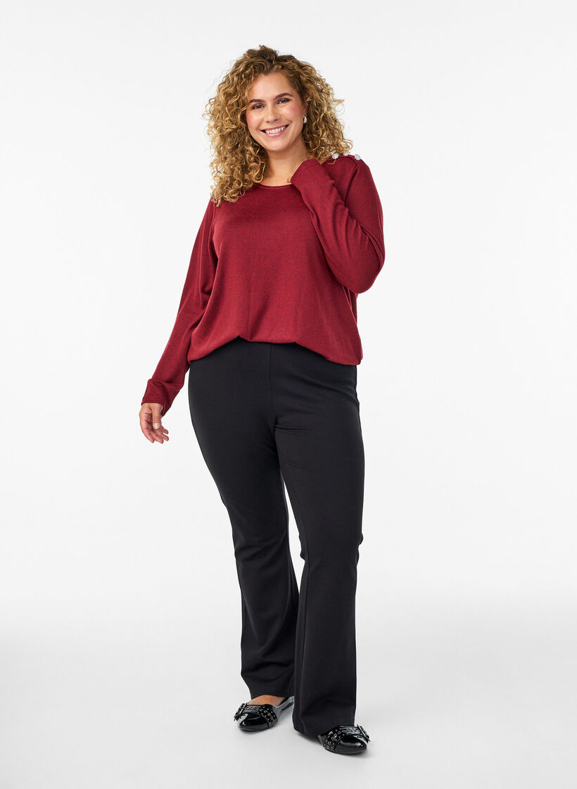 Bootcut trousers in viscose mix, Black, Model