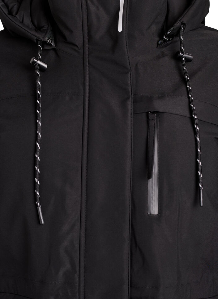 Water-repellent parka with a hood and functional details, Black, Packshot image number 2