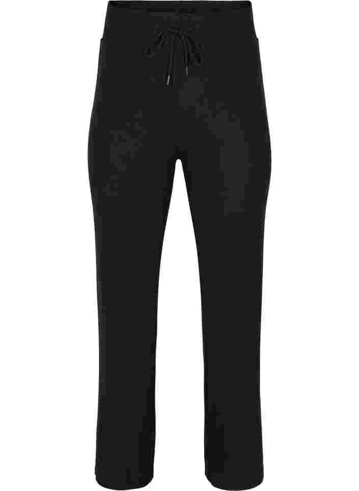 Flared training trousers in rib, Black, Packshot image number 0