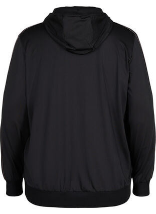 Sports cardigan with hood and zip, Black/Copper Lines, Packshot image number 1