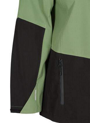 Waterproof hooded hiking jacket, Hedge Green Comb, Packshot image number 3