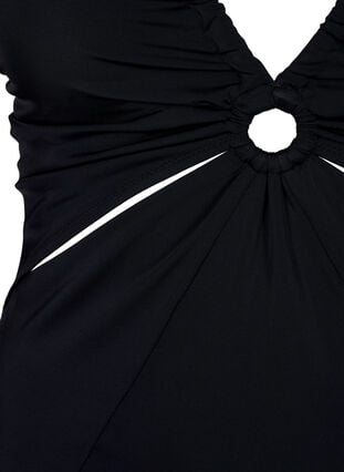 Draped swimsuit with ring detail, Black, Packshot image number 2