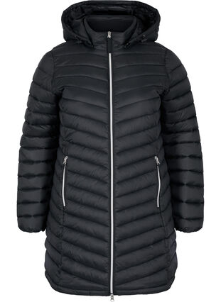 Lightweight jacket with pockets and detachable hood, Black, Packshot image number 0
