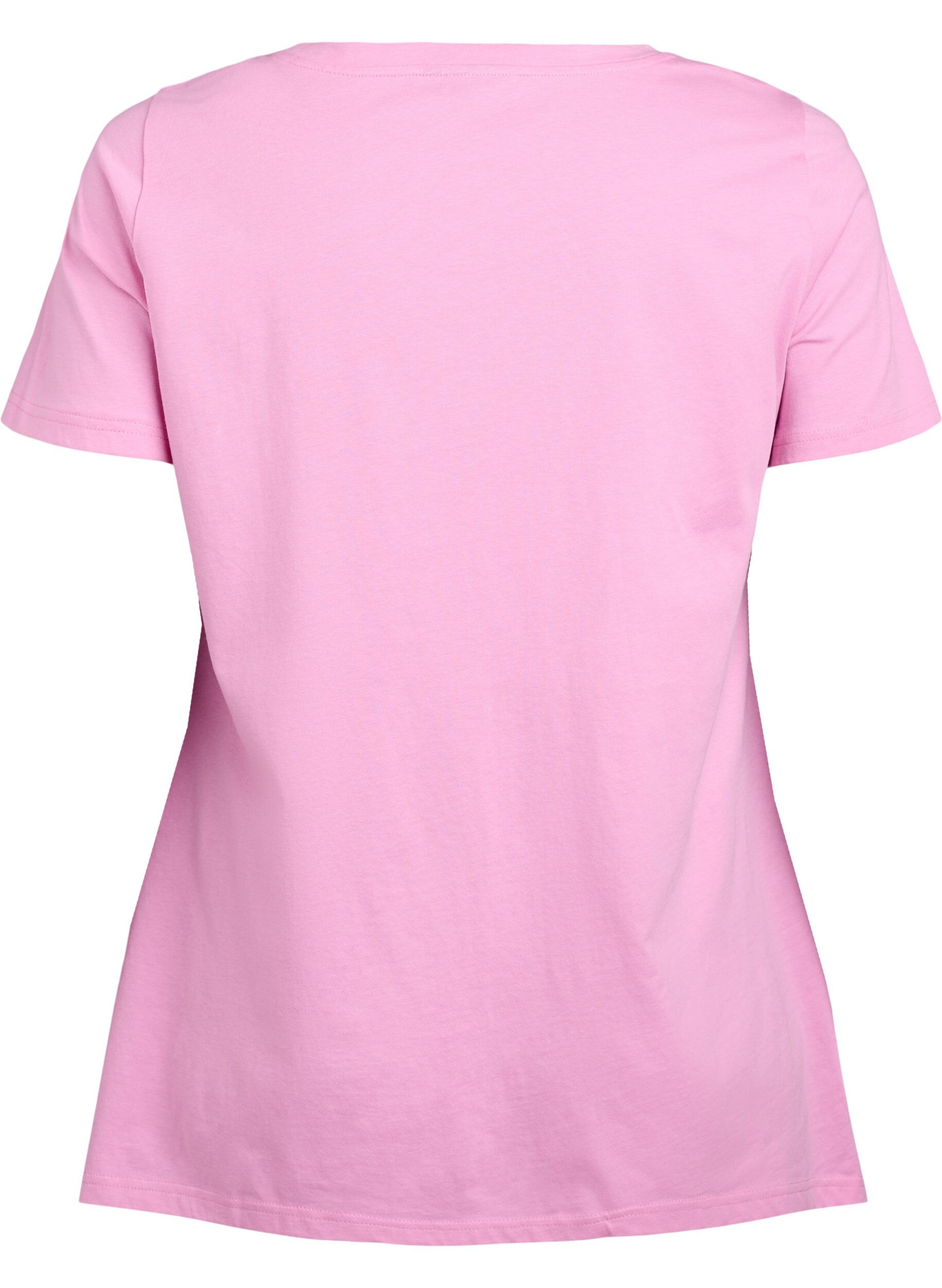 ZizzifashionT-shirt with a round neck and A-line shape, Pink, Packshot image number 1