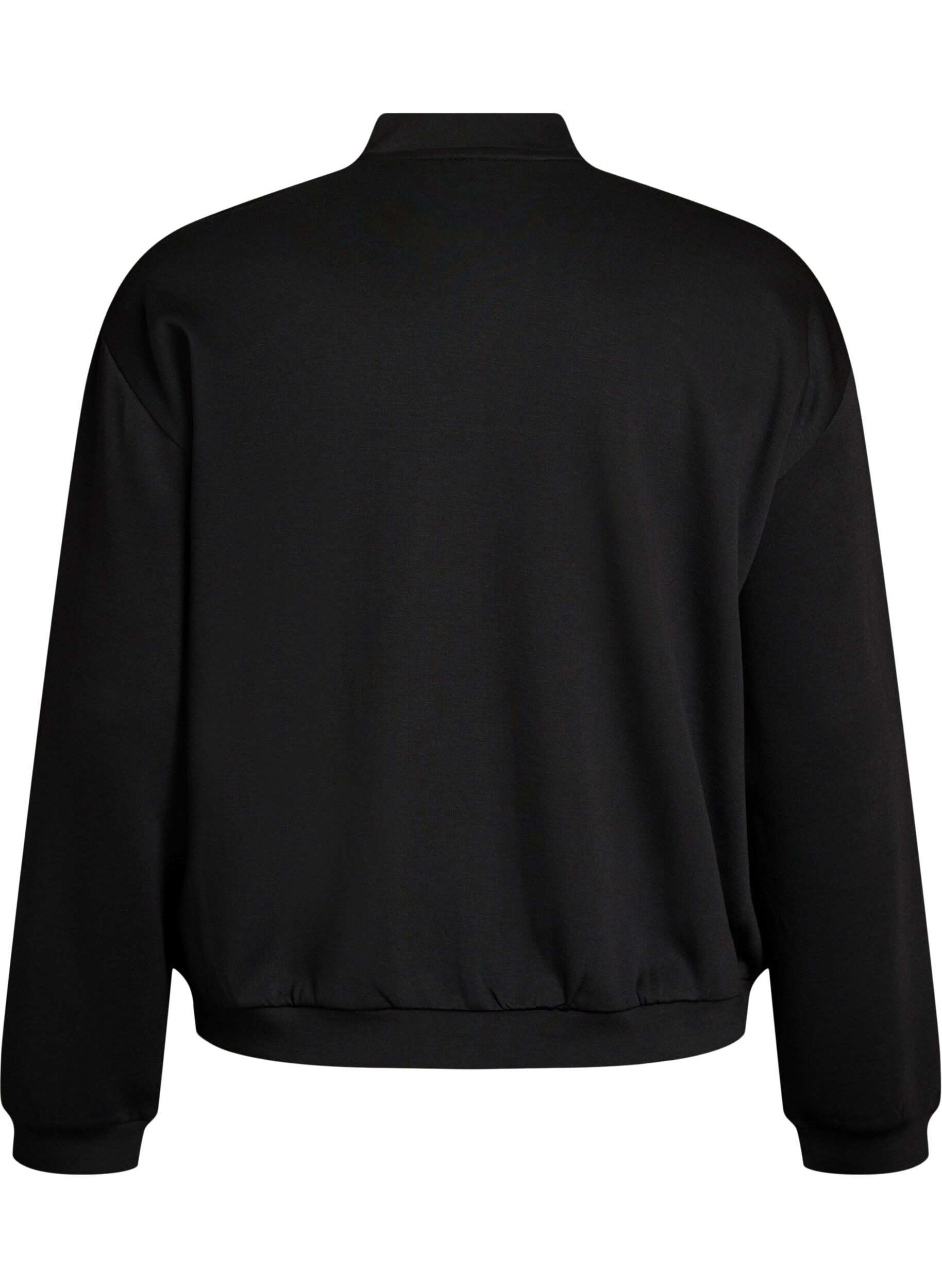 Zizzifashion Bomber cardigan with zip, Black, Packshot image number 1