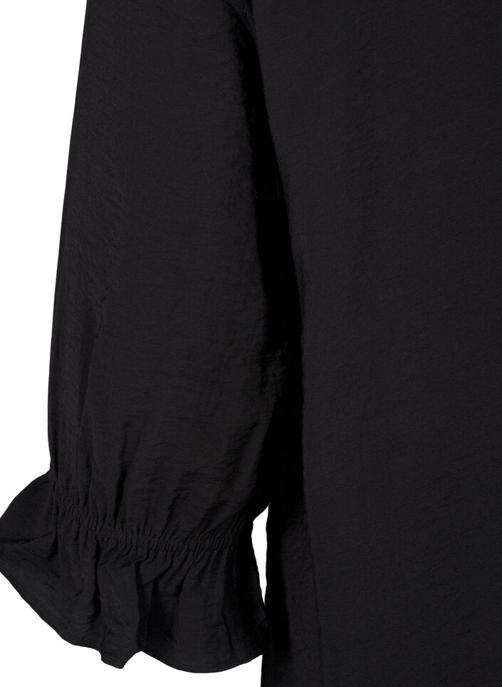 Long viscose shirt with lace detail, Black, Packshot image number 3