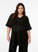 FLASH - Short-sleeved knitted blouse with v-neck, Black, Model image number 0