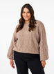 Knitted sweater with pattern and pearls, Desert Taupe Mel., Model image number 0
