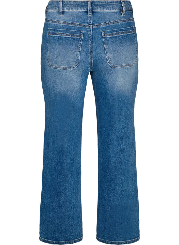 Straight jeans with a lightly distressed look, Light Blue, Packshot image number 1