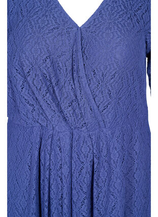 V-neck lace dress with 3/4 sleeves, Deep Cobalt, Packshot image number 2