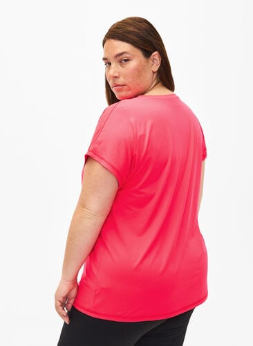 Short-sleeved workout t-shirt, Neon Diva Pink, Model image number 1