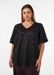 Sequin blouse with balloon sleeves, Black, Model image number 0