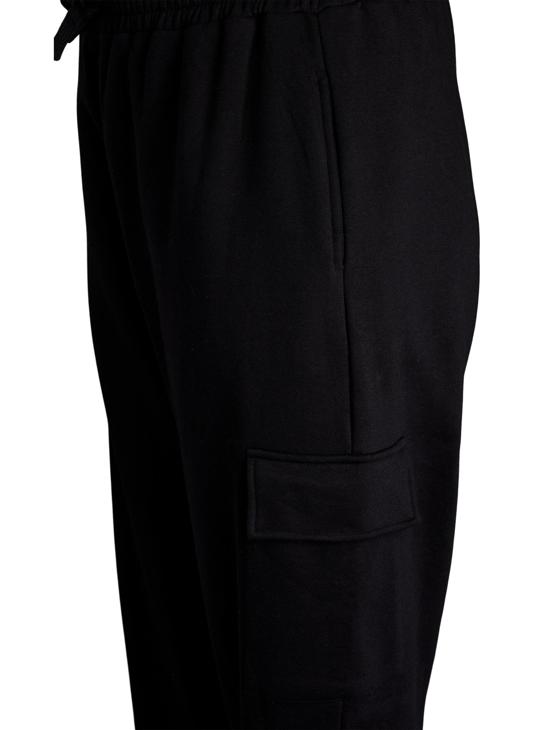 Zizzifashion Cargo pants in soft sweat material, Black, Packshot image number 3