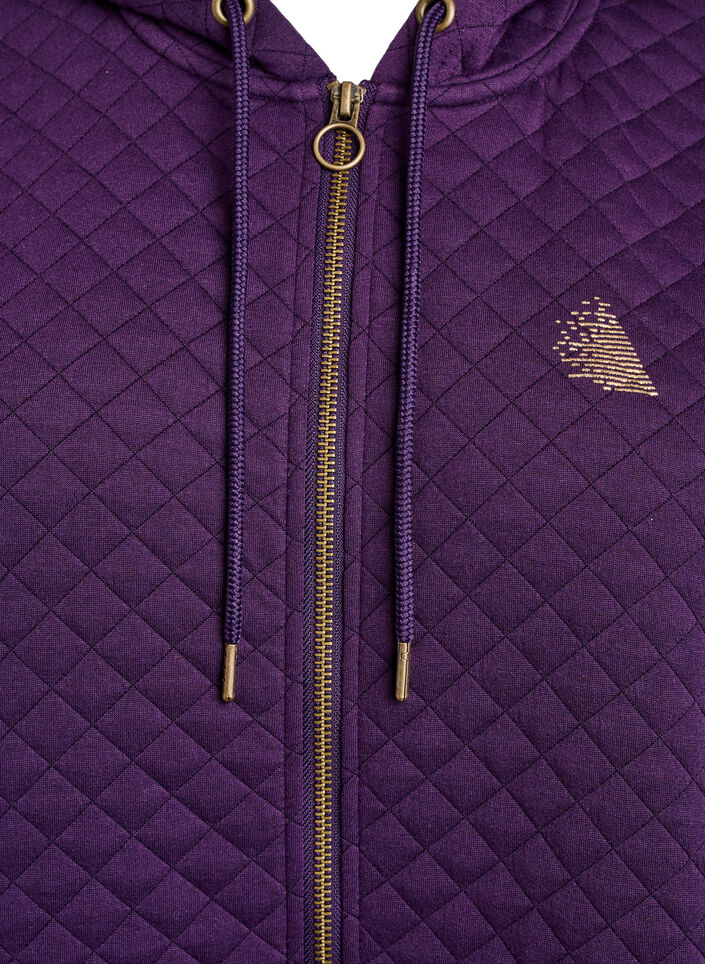 Long quilted sports cardigan with zipper, Purple, Packshot image number 2