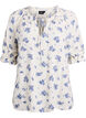 Floral viscose blouse with half-length sleeves, White, Packshot image number 0
