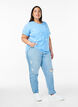 Mille Mom fit jeans with distress details, Light Blue Denim, Model image number 0