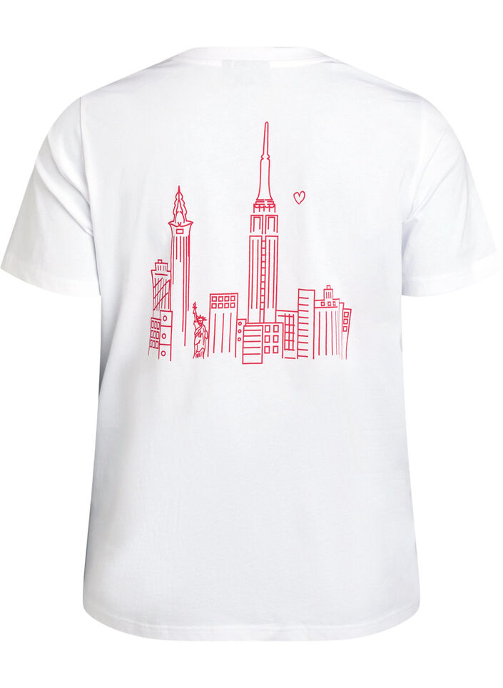 T-shirt with text print and round neck, White, Packshot image number 1