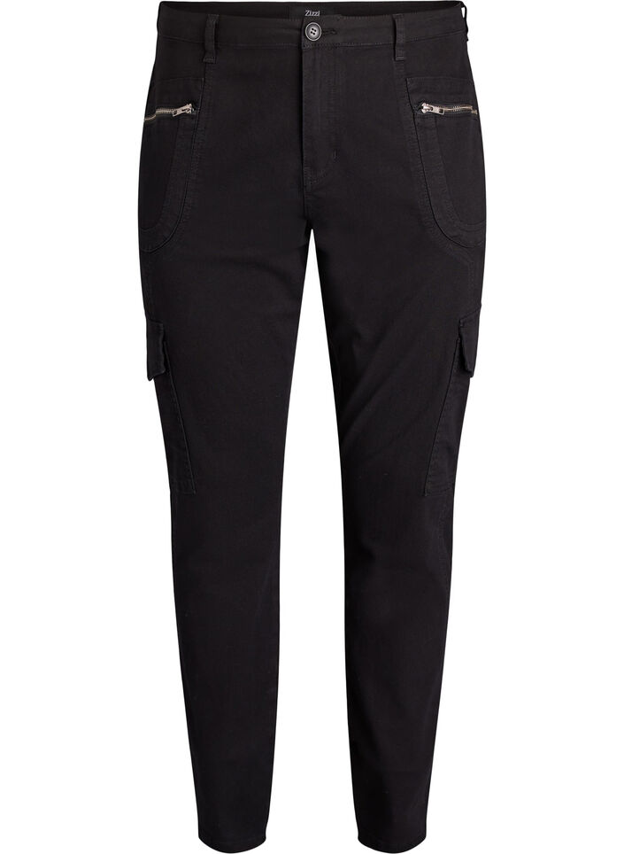 Slim fit trousers with cargo pockets, Black, Packshot image number 0