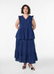 Sleeveless cotton muslin blouse with ruffles, Blue, Model image number 1