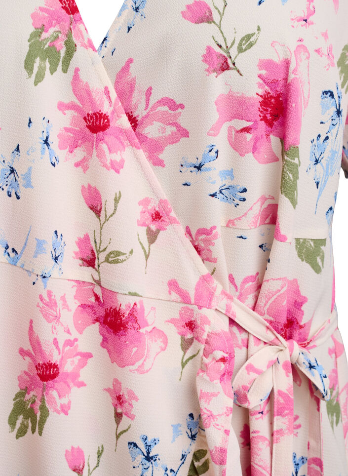 Floral wrap dress with short sleeves, White, Packshot image number 2