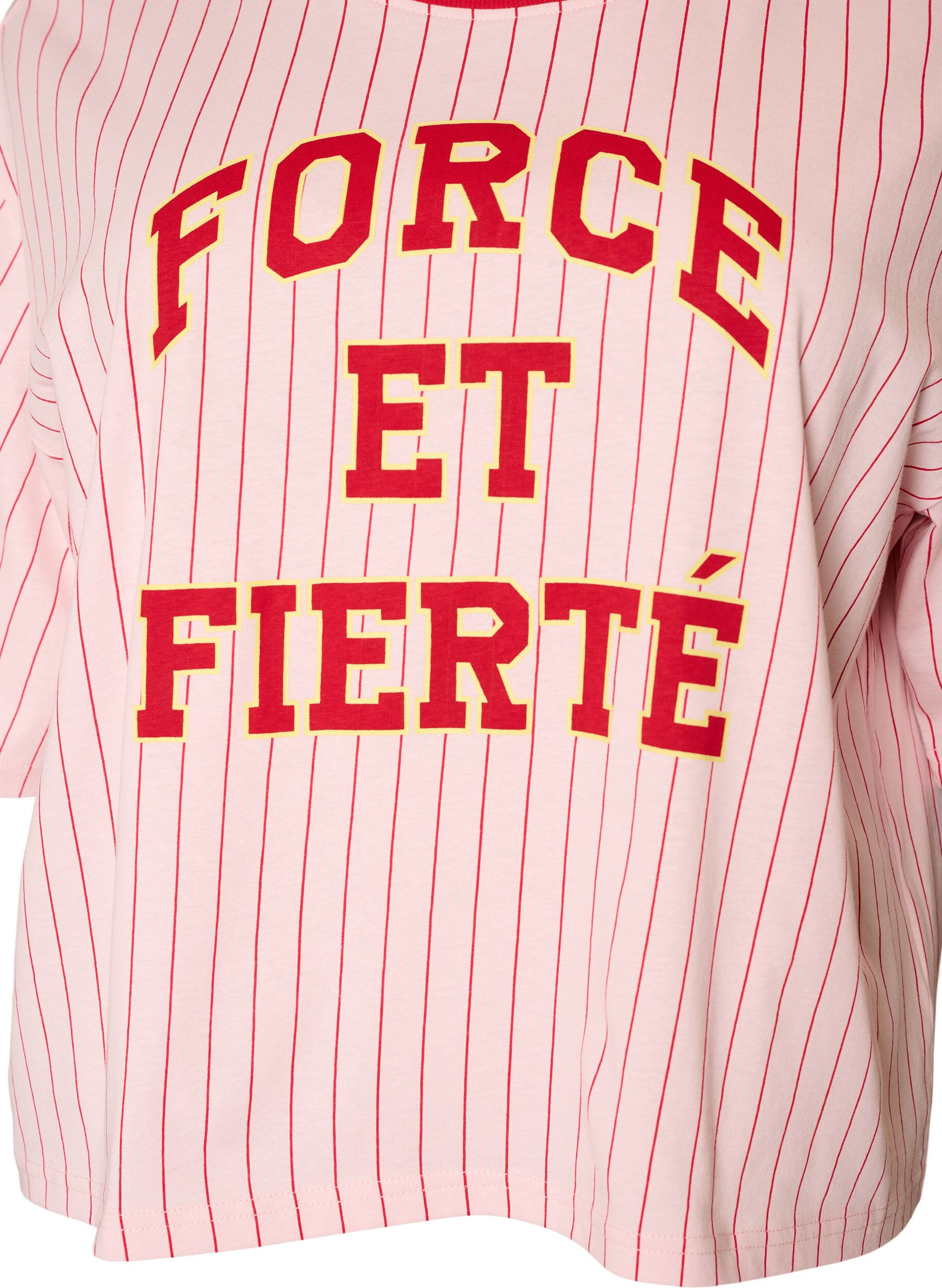 ZizzifashionBoxy T-shirt with stripes and statement print, Rose, Packshot image number 2