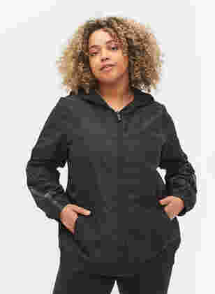 Reflective sports jacket with zip, Black, Model