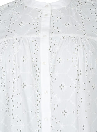 Embroidery anglaise shirt dress in cotton, Bright White, Packshot image number 2