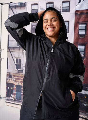 Rain jacket with reflective details, Black w. Reflex, Image image number 0