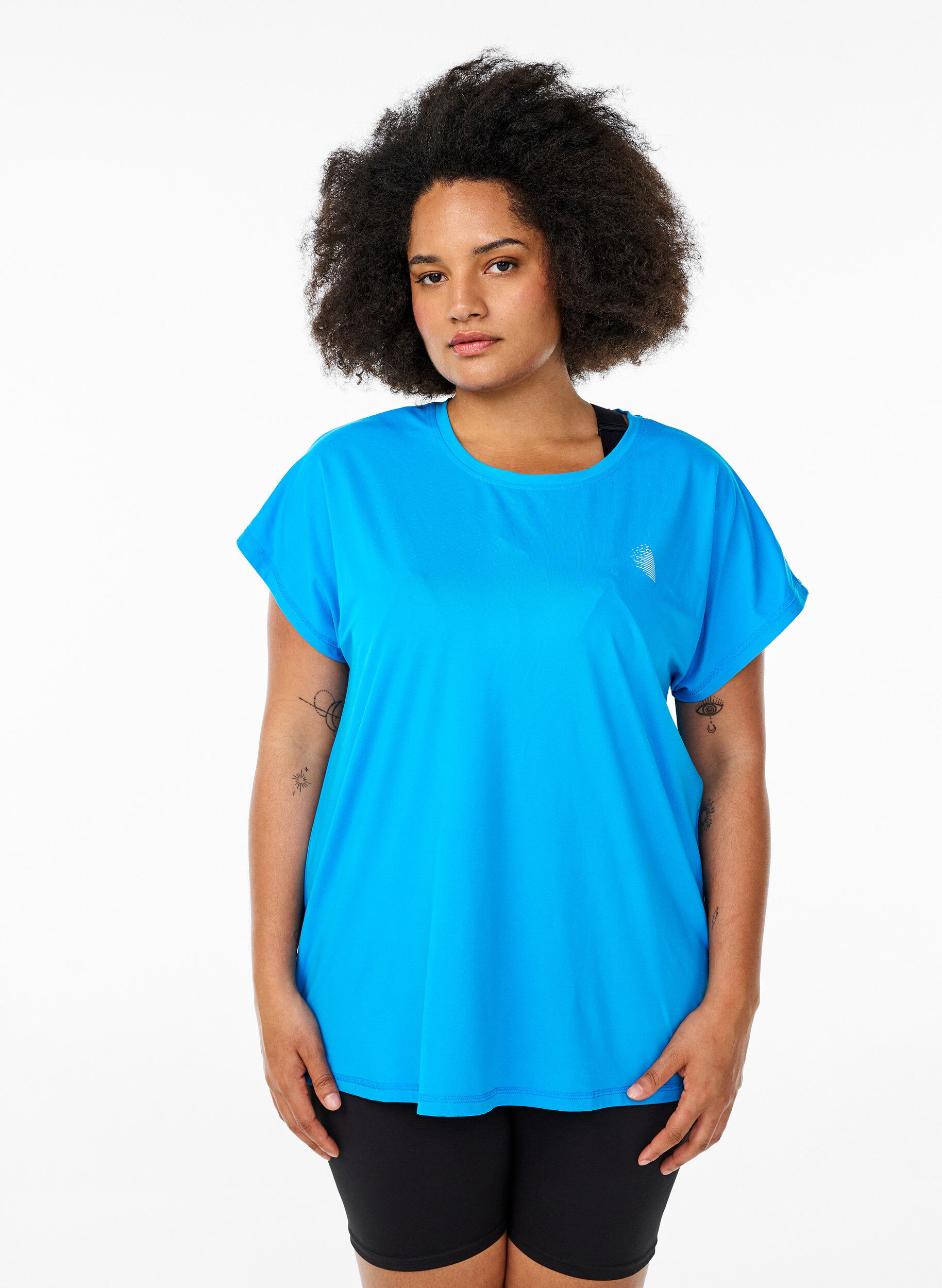 Solid-coloured training T-shirt, Blue, Model
