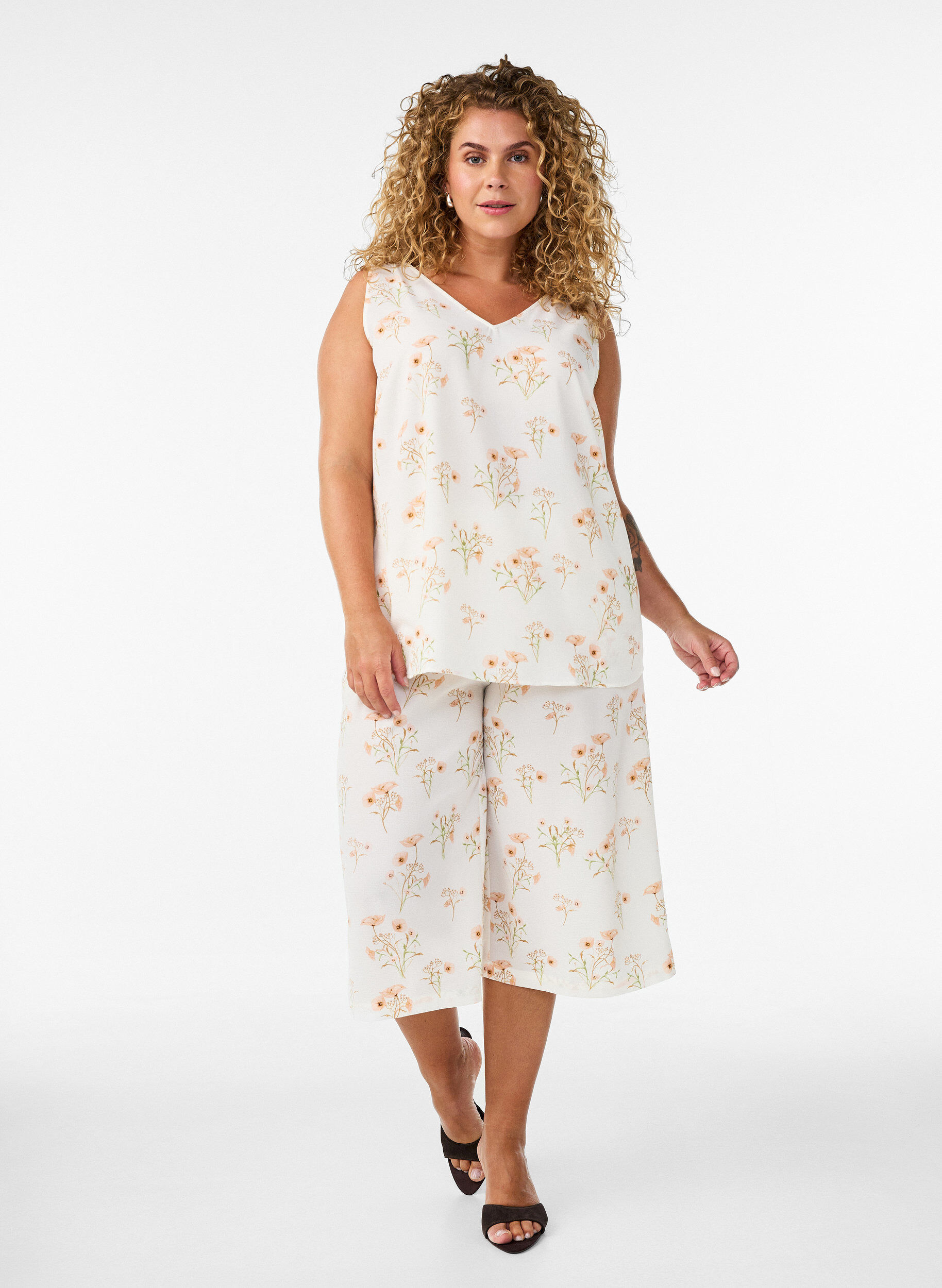ZizzifashionCulotte trousers with print, Vanilla, Model image number 0