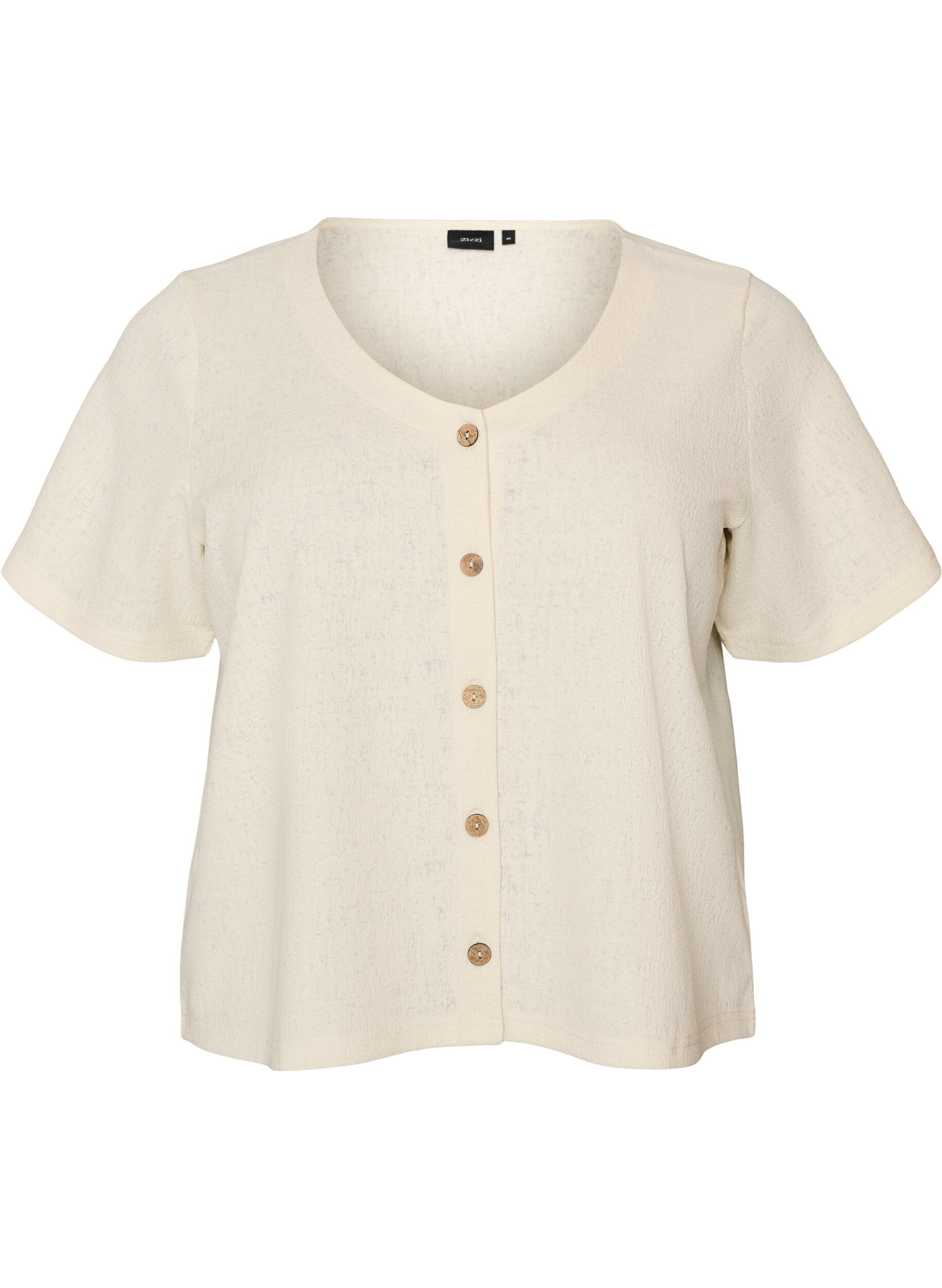 Textured cotton blouse with button fastening