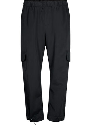 Cropped cargo pants with adjustable elastic, Black, Packshot image number 0