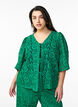 Lace blouse with 3/4 sleeves and bows on the front, Green, Model image number 0
