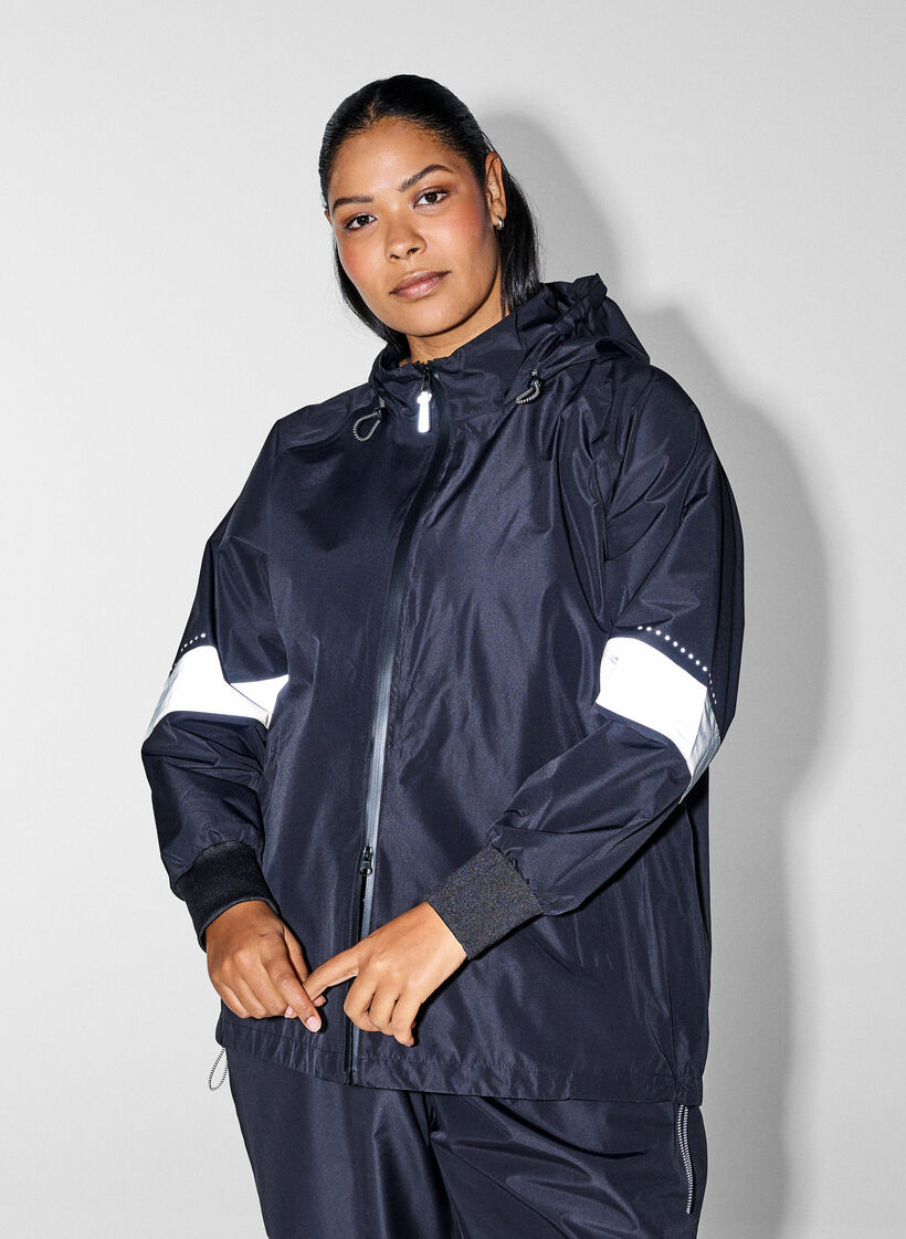 Rain jacket with reflective details, Black, Image image number 0