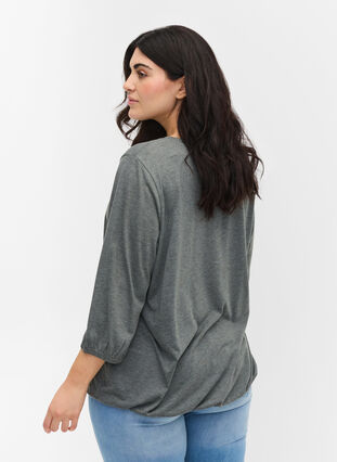 Plain blouse with 3/4 sleeves, Thyme Mel, Model image number 1