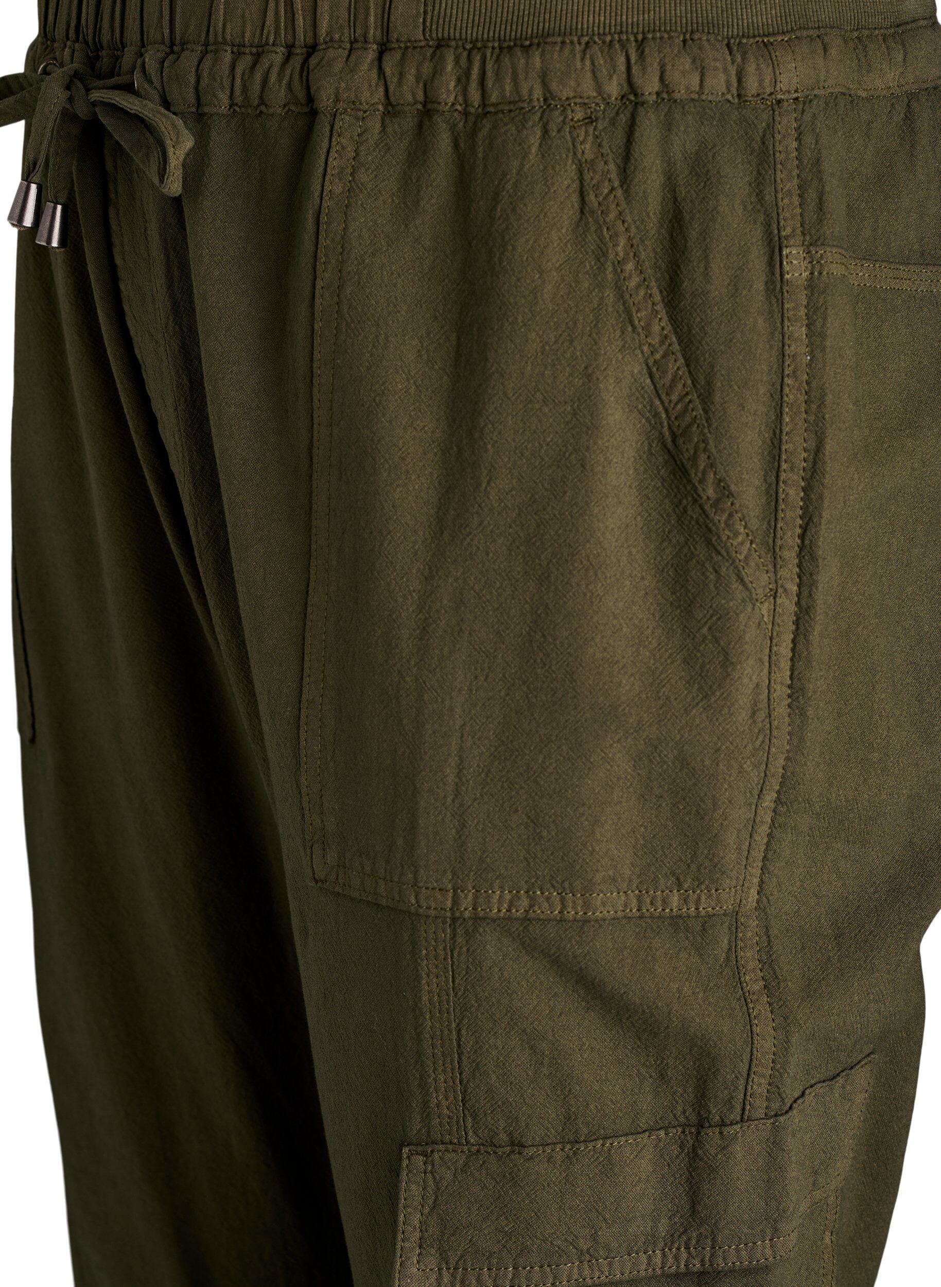 Zizzifashion Loose cargo trousers in cotton, Green, Packshot image number 2