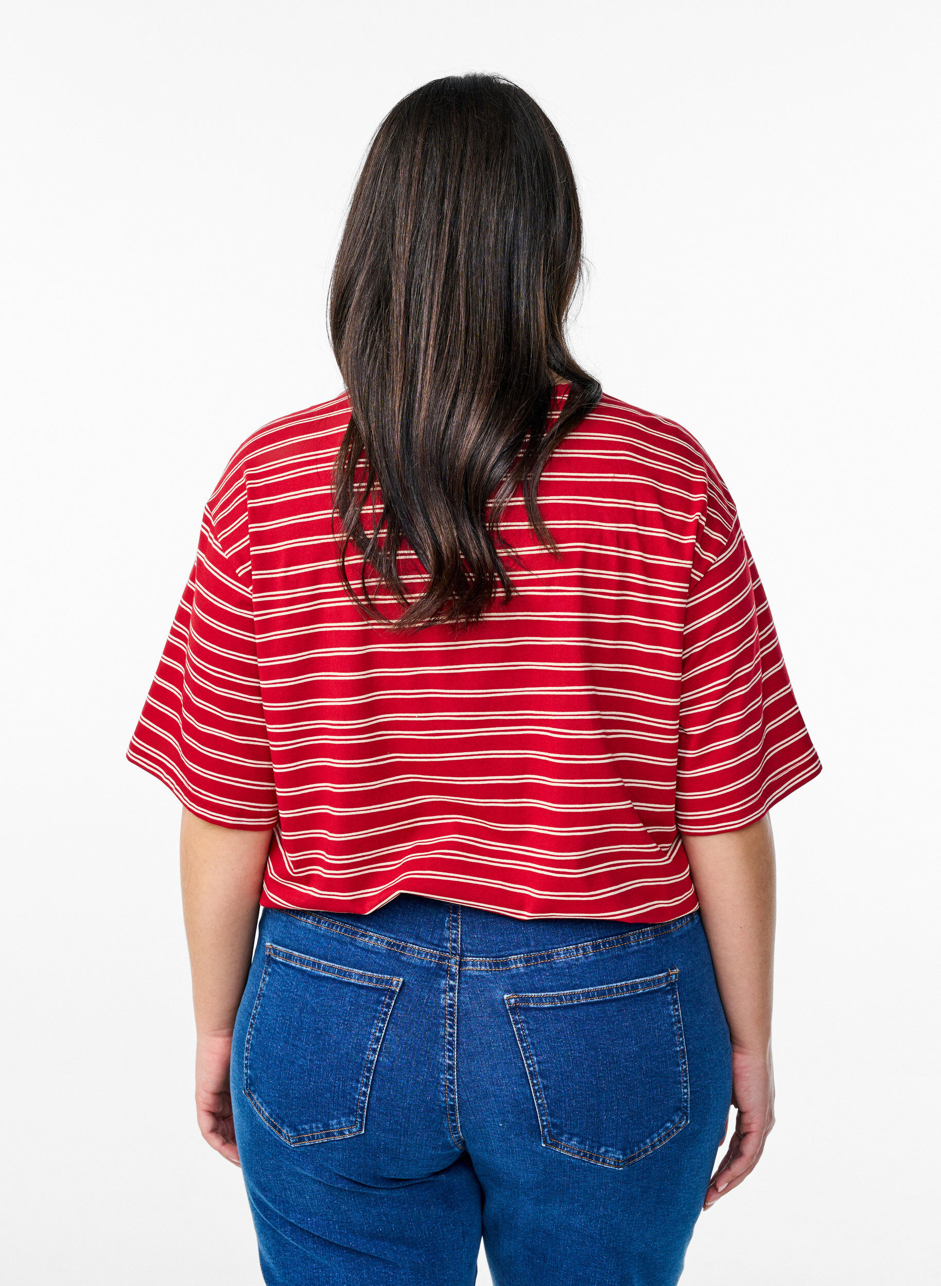 Zizzifashion Striped T-shirt, Red, Model image number 2